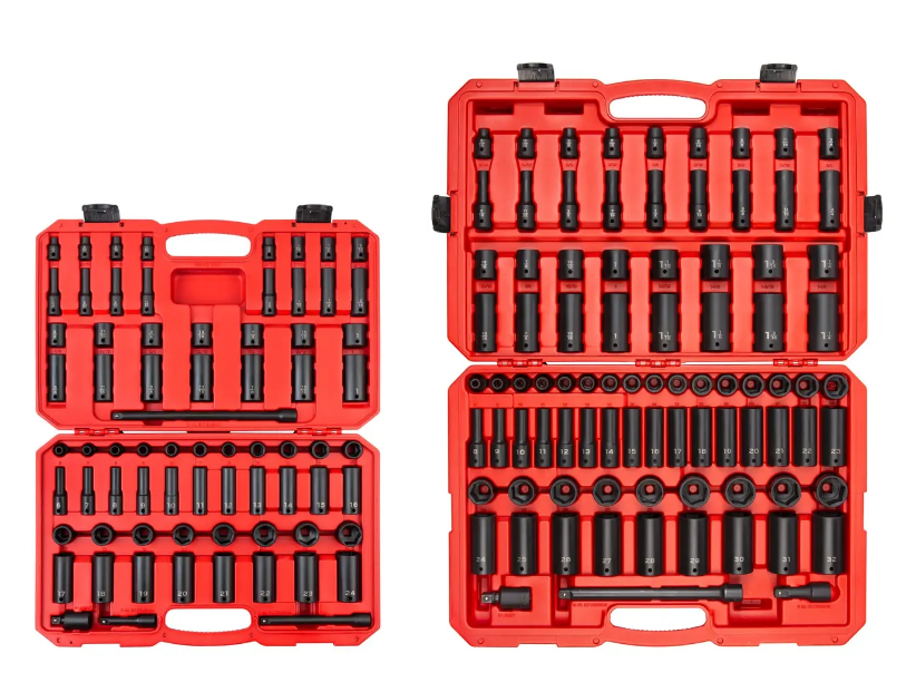 Tekton 3/8, 1/2 Inch Drive 6-Point Impact Socket Set (159-Piece