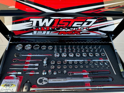 Caisse à outils MX Toolbox complète spéciale moto 65 éléments