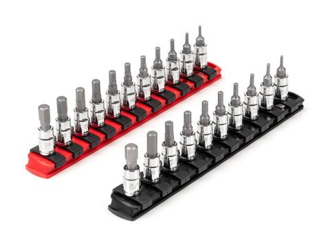 Tekton 1/4 in Dr Hex Bit Socket Set with Rails, 21-Piece (5/64-5/16 in., 2-8 mm)