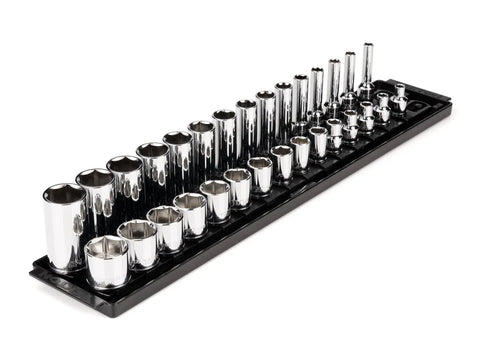 Tekton 3/8 Inch Drive 6-Point Socket Set with Rails, 30-Piece (1/4-1 in.)
