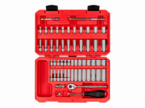 Tekton 1/4 Inch Drive 6-Point Socket and Ratchet Set, 56-Piece (5/32 - 9/16 in., 4 - 15 mm)