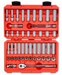 Tekton 3/8 Inch Drive 6-Point Socket and Ratchet Set, 46-Piece (5/16-3/4 in., 8-19 mm)