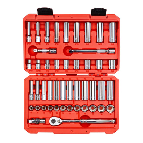Tekton 3/8 Inch Drive 6-Point Socket and Ratchet, 46-Piece (5/16-3/4 in., 8-19 mm)
